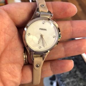 Fossil Taupe Leather Silver Tone Watch